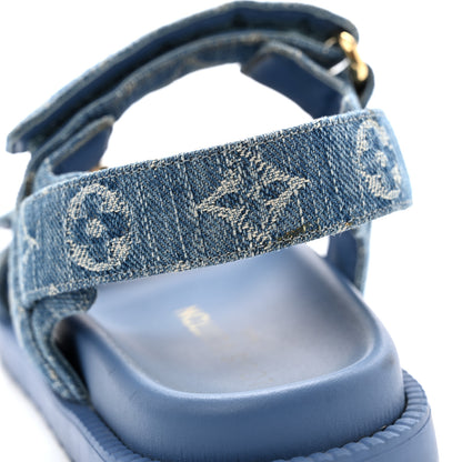 Louis Vuitton Denim Monogram LV Sunset Comfort Flat Sandals 37 Blue 11 of 11