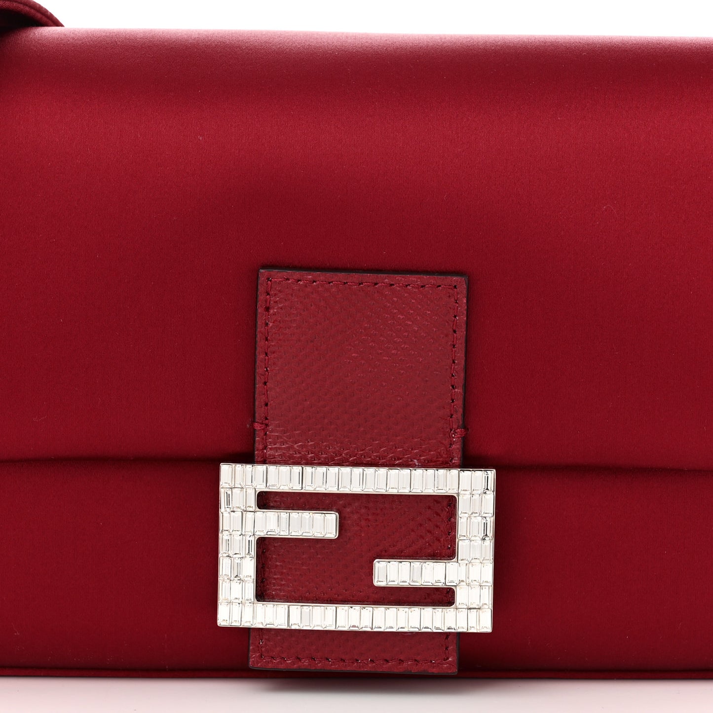 Satin Karung Crystal Baguette Rosso Scuro
