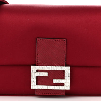 Fendi Satin Karung Crystal Baguette Rosso Scuro 8 of 10