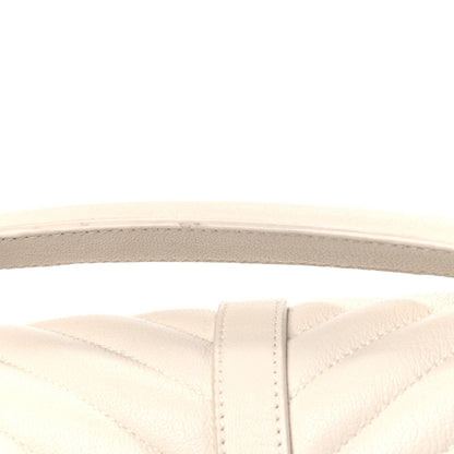 Saint Laurent Sheepskin Matelasse Chevron Monogram Medium College Bag Dove White 9 of 9