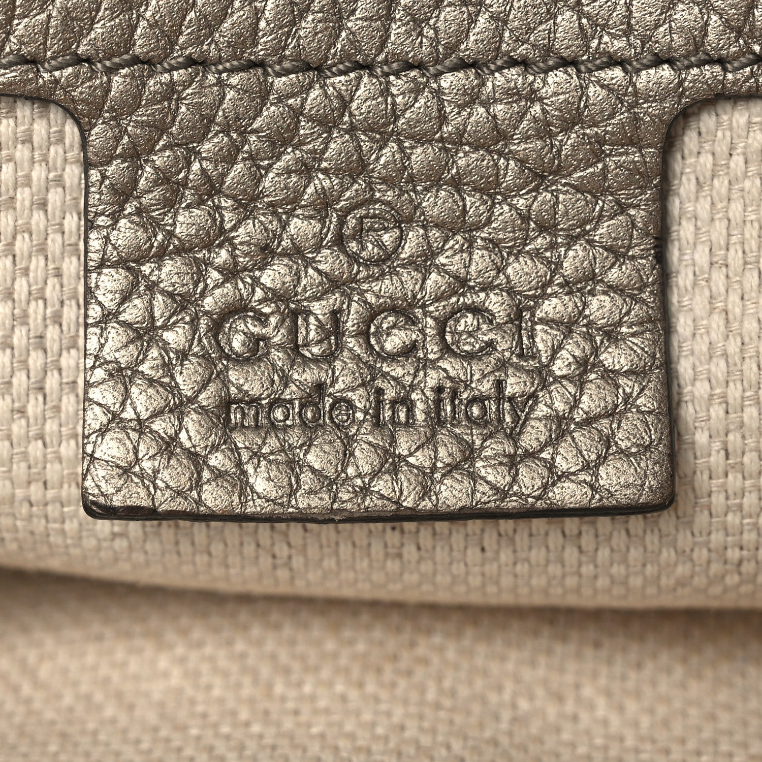 Gucci Metallic Pebbled Calfskin Medium Soho Flap Crossbody Golden Beige 6 of 13