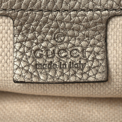 Gucci Metallic Pebbled Calfskin Medium Soho Flap Crossbody Golden Beige 6 of 13