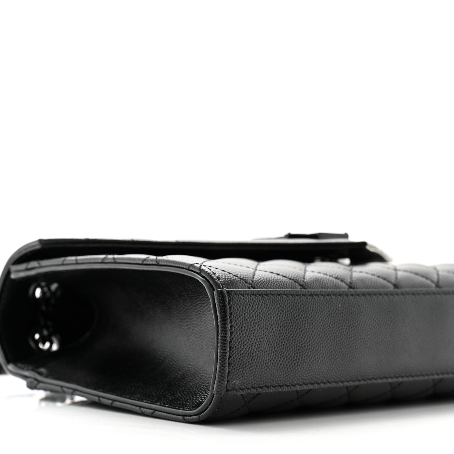Grain De Poudre Textured Mixed Matelasse Triquilt Medium Monogram Monochrome Satchel Black