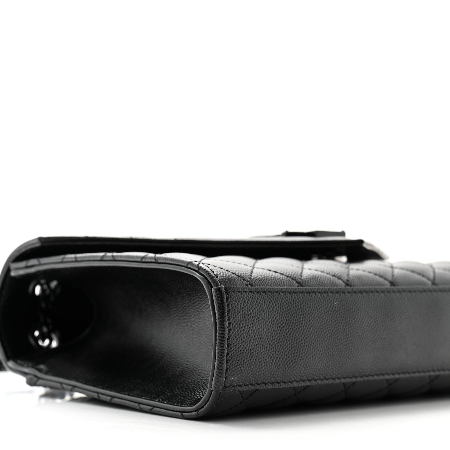 Saint Laurent Grain De Poudre Textured Mixed Matelasse Triquilt Medium Monogram Monochrome Satchel Black 9 of 11
