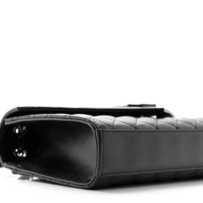 Saint Laurent Grain De Poudre Textured Mixed Matelasse Triquilt Medium Monogram Monochrome Satchel Black 9 of 11