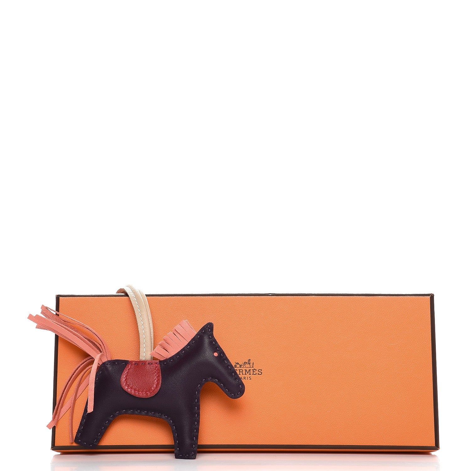 Hermes Milo Lambskin Grigri Rodeo Horse Bag Charm PM Raisin Flamingo Rouge Vif Argile 4 of 4