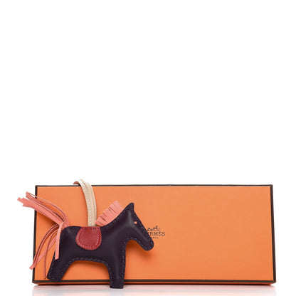 Hermes Milo Lambskin Grigri Rodeo Horse Bag Charm PM Raisin Flamingo Rouge Vif Argile 4 of 4
