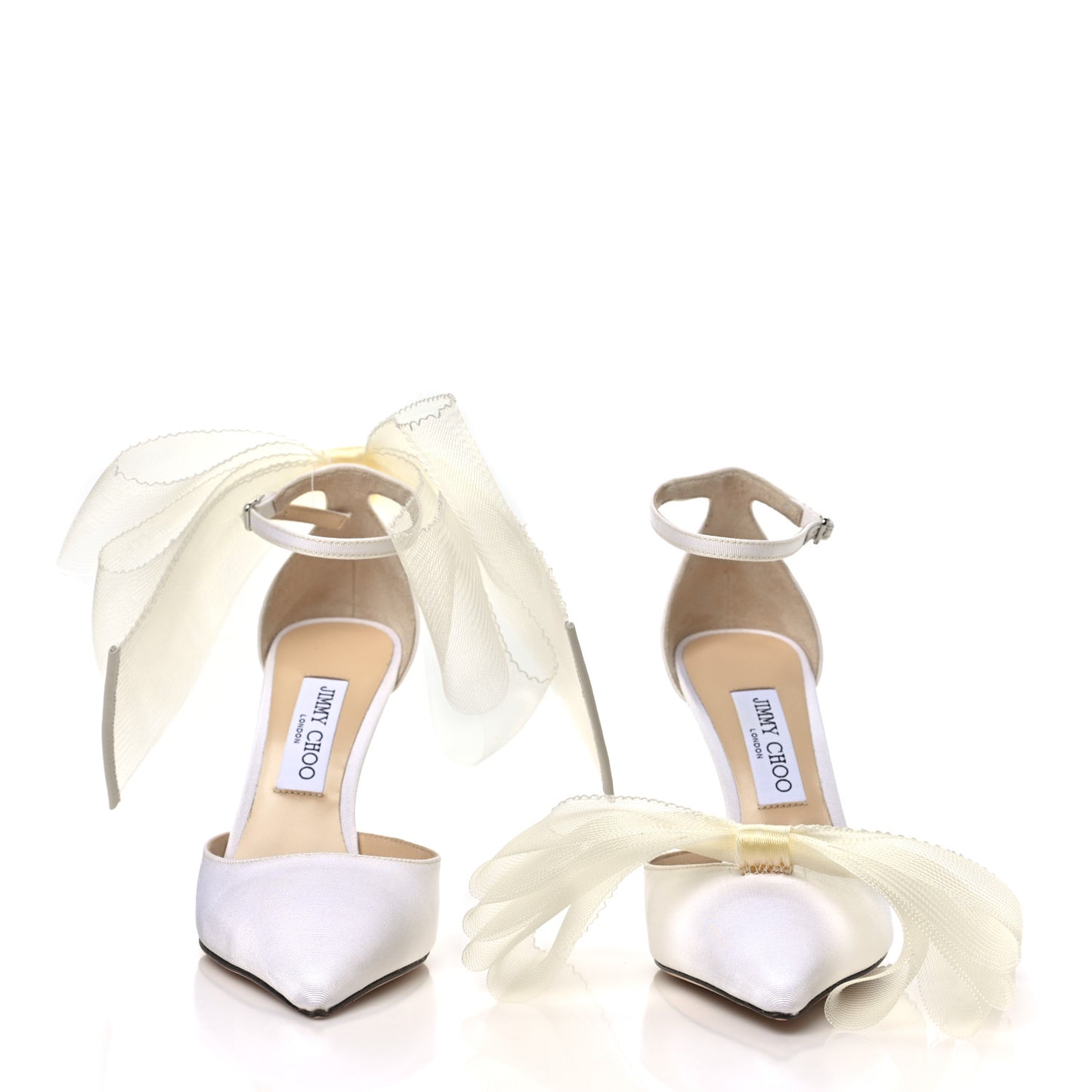 Satin Crystal Averly Bow 100 Pumps 39.5 Latte