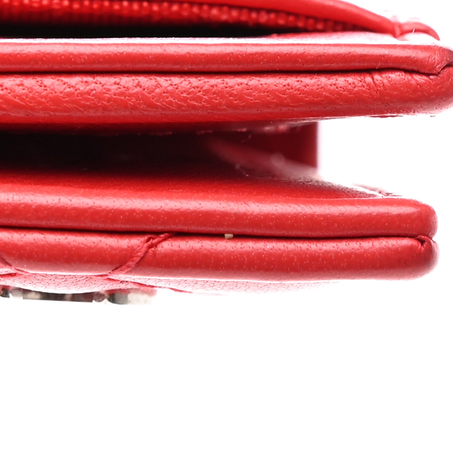 Lambskin Quilted Card Holder Wallet Red
