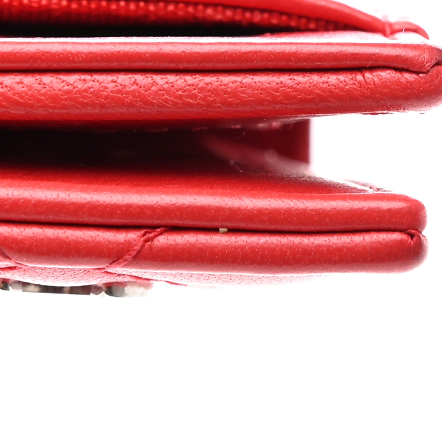 Chanel Lambskin Quilted Card Holder Wallet Red 10 of 14