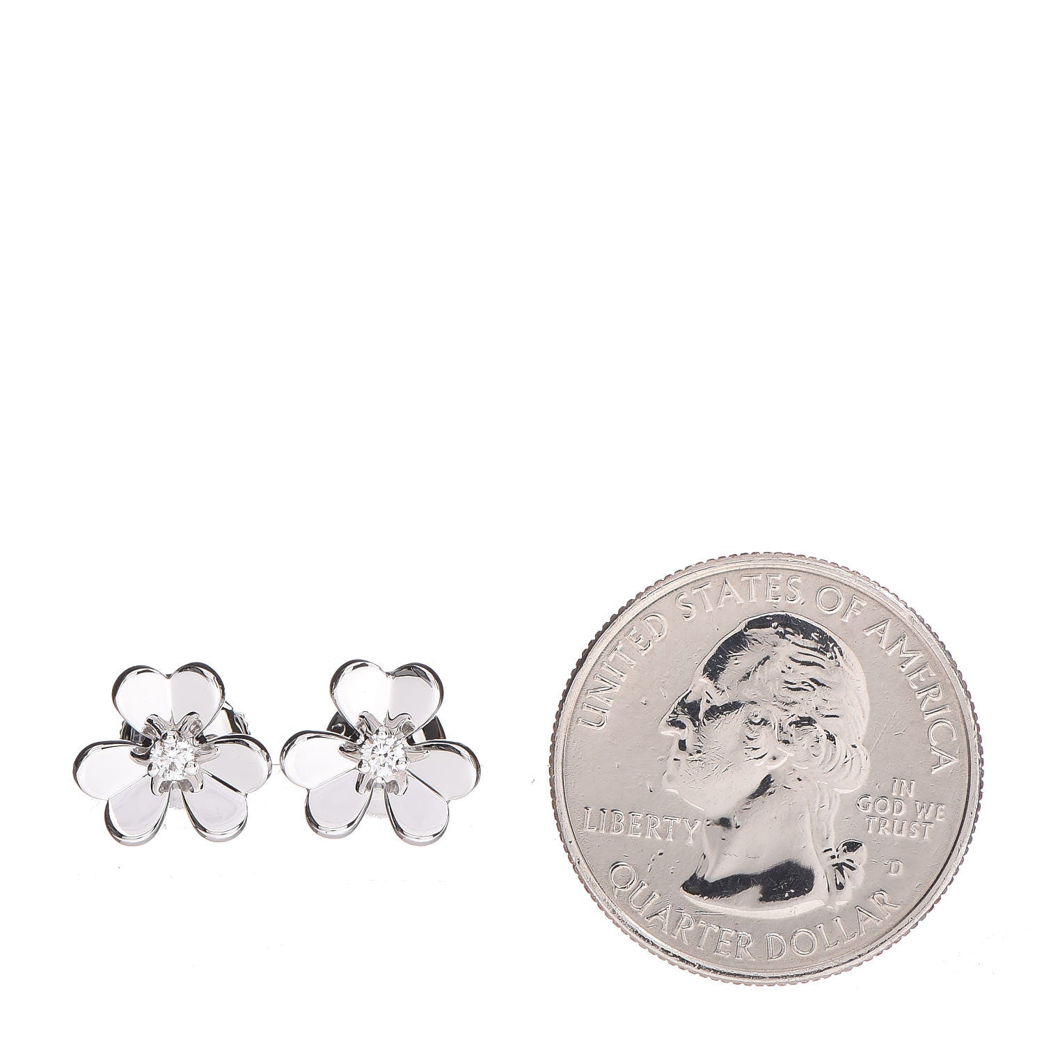 Van Cleef & Arpels 18K White Gold Diamond Mini Frivole Earrings 2 of 5