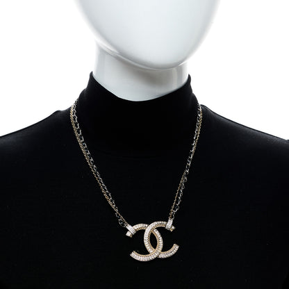 Chanel Metal Lambskin CC Chain Necklace Gold Black 2 of 4