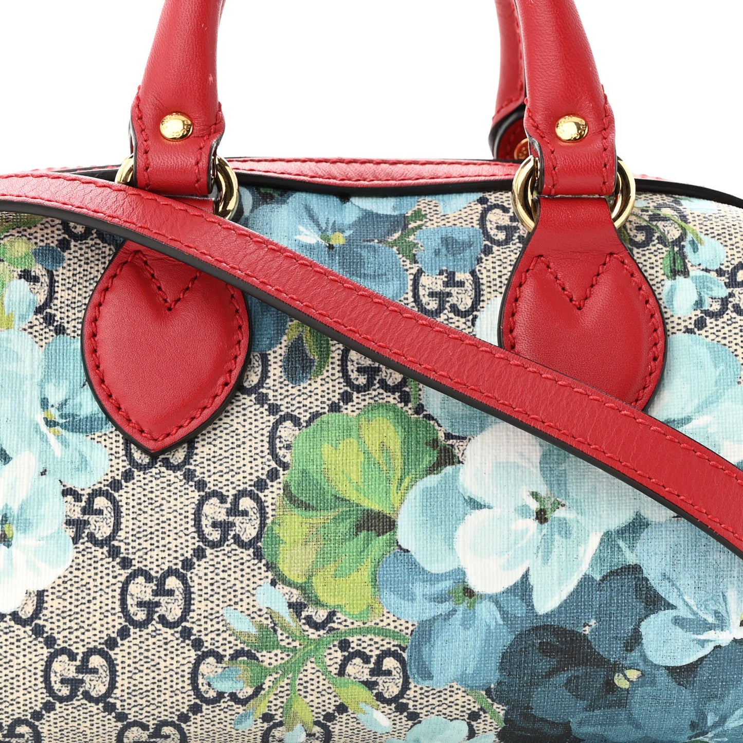 GG Supreme Monogram Blooms Mini Boston Navy Blue Hibiscus
