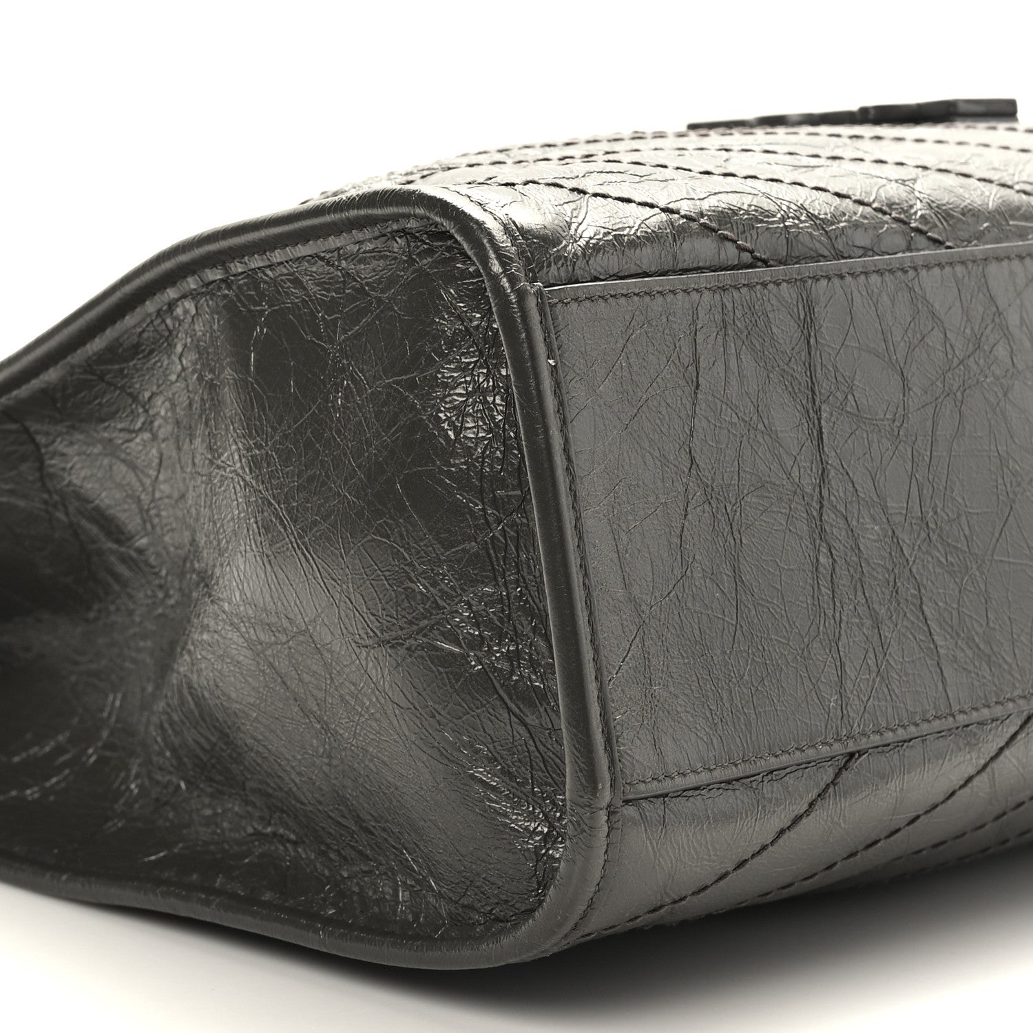 Saint Laurent Crinkled Calfskin Matelasse Monogram Niki Shoulder Bag Storm 8 of 9