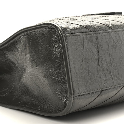 Saint Laurent Crinkled Calfskin Matelasse Monogram Niki Shoulder Bag Storm 8 of 9