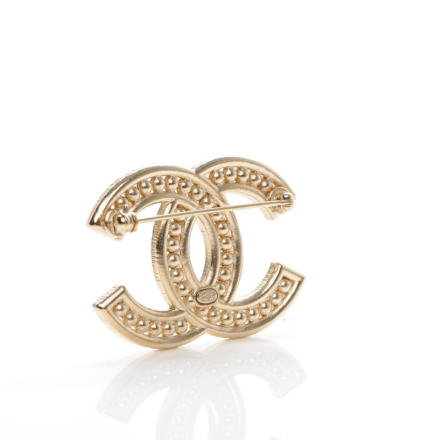 Chanel Pearl Baguette Crystal CC Brooch Gold 4 of 5