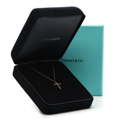 Tiffany 18K Rose Gold Diamond Medium Cross Pendant Necklace 6 of 6