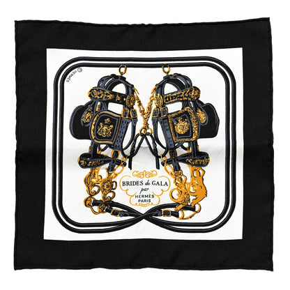 Hermes Silk Brides de Gala Nano Scarf 20 Black White Or 1 of 4