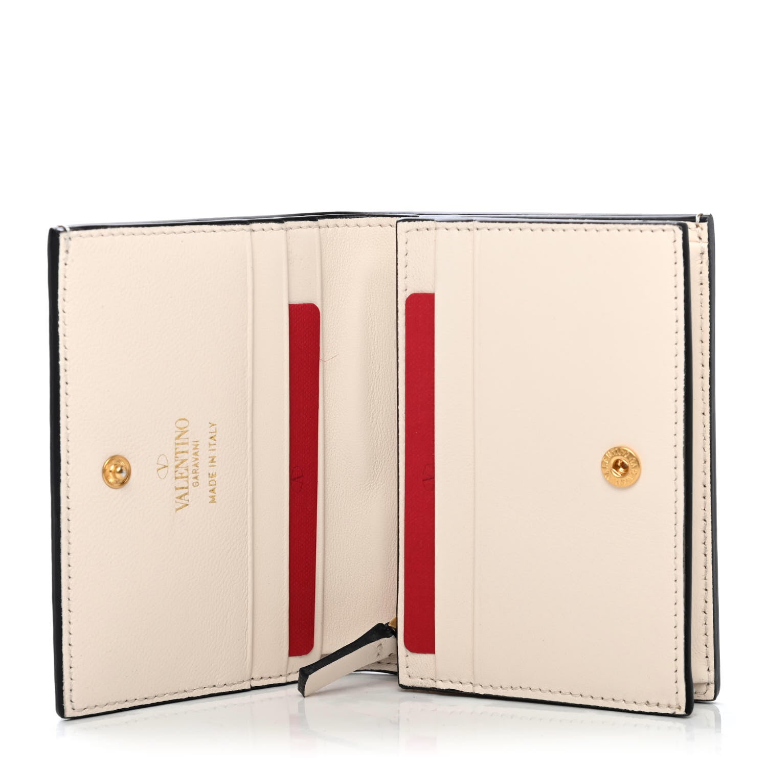Valentino Garavani Metallic Pebbled Calfskin Rockstud French Flap Wallet Antique Brass 4 of 4