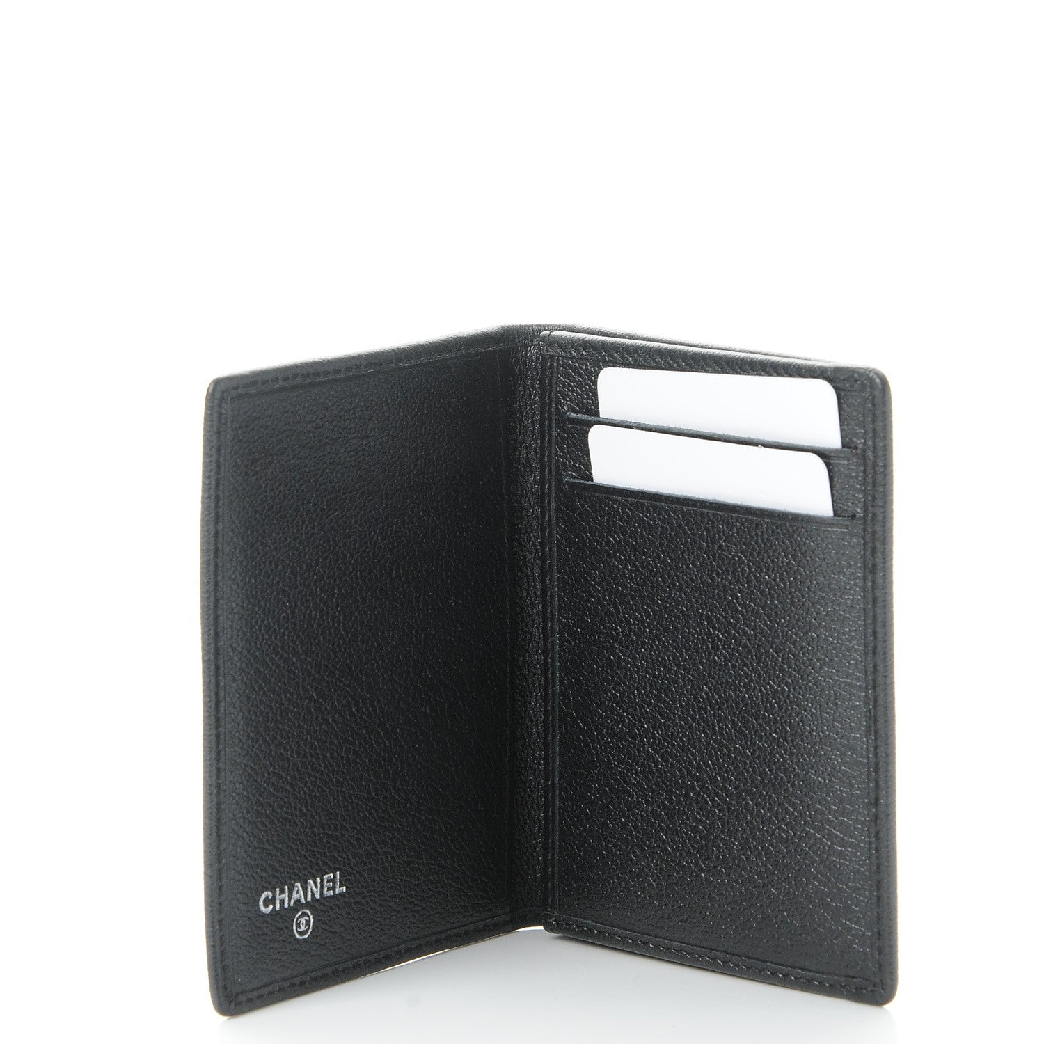Chanel Goatskin Camellia Card Holder Wallet Black 5 of 9