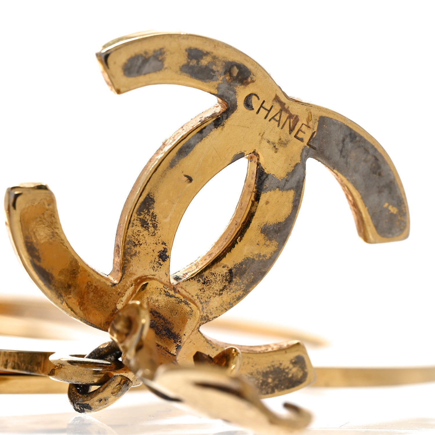 Chanel Metal CC Circle Drop Clip On Earrings Gold 7 of 8