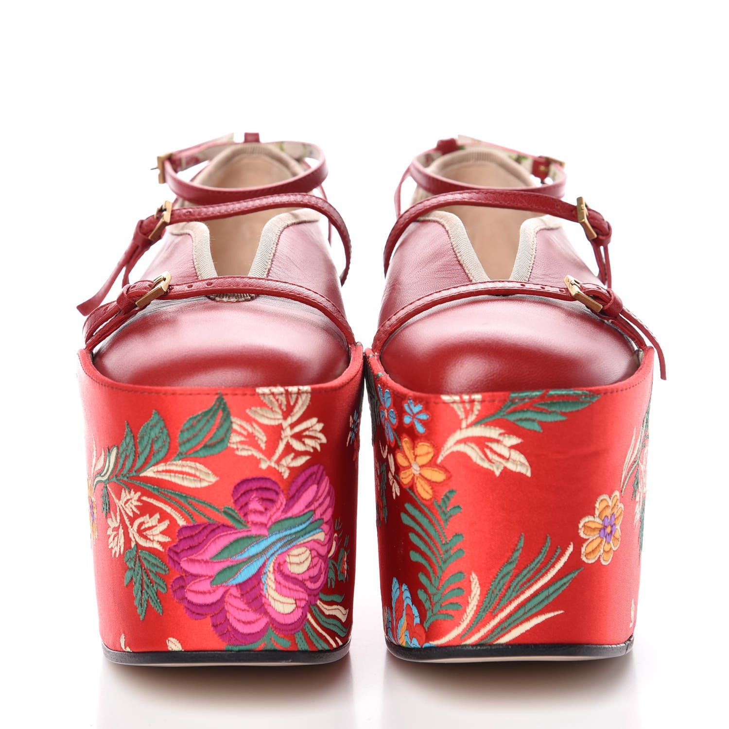 Gucci Malaga Kid Silk Hannelore Detachable Platform Slide 36 Hibiscus Red 2 of 16