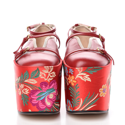 Gucci Malaga Kid Silk Hannelore Detachable Platform Slide 36 Hibiscus Red 2 of 16