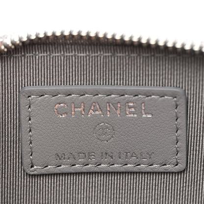 Chanel Lambskin Quilted Zip Around Coin Purse Wallet Grey 6 of 7