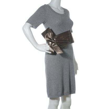 Valentino Garavani Metallic Nappa Bow Clutch Sasso 2 of 7
