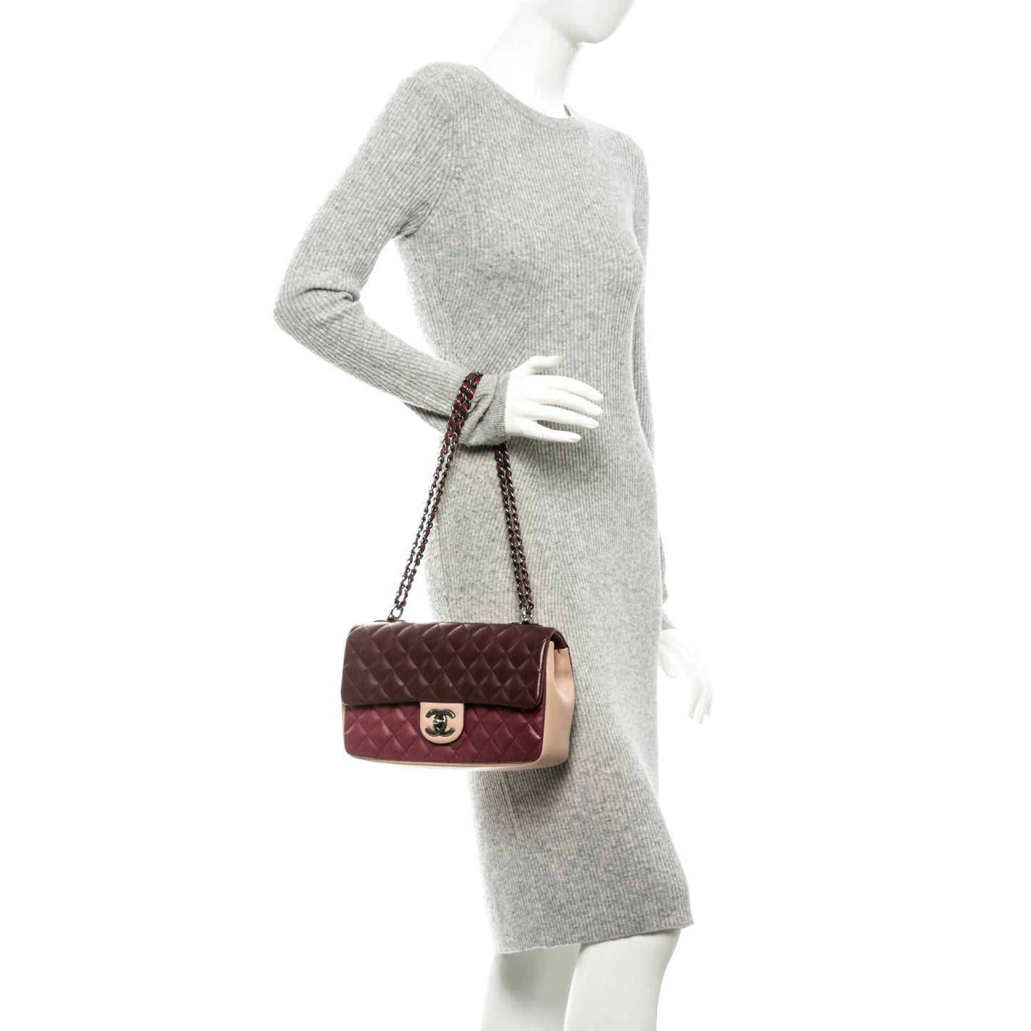 Lambskin Quilted Medium Tri-Color Flap