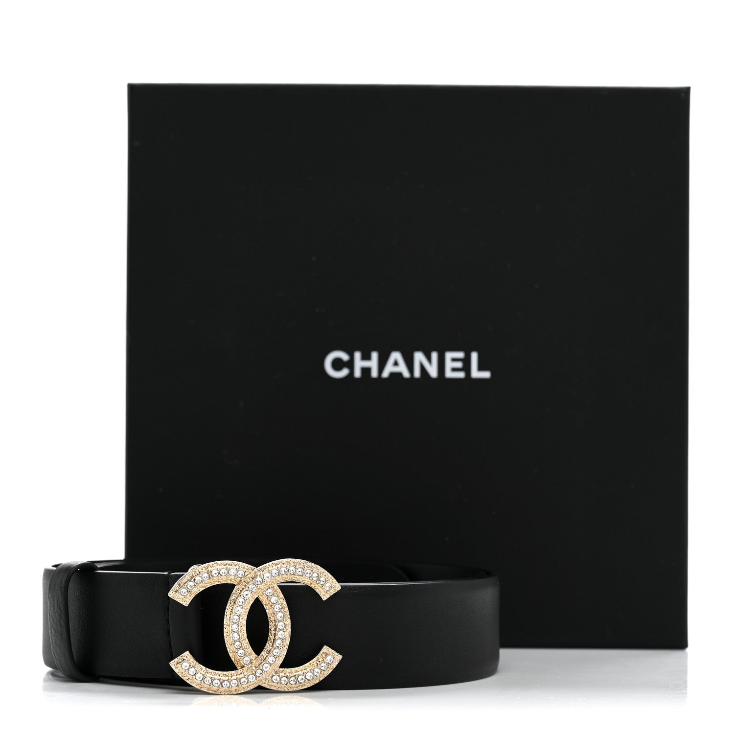 Chanel Calfskin Crystal CC Belt 90 36 Black 8 of 8