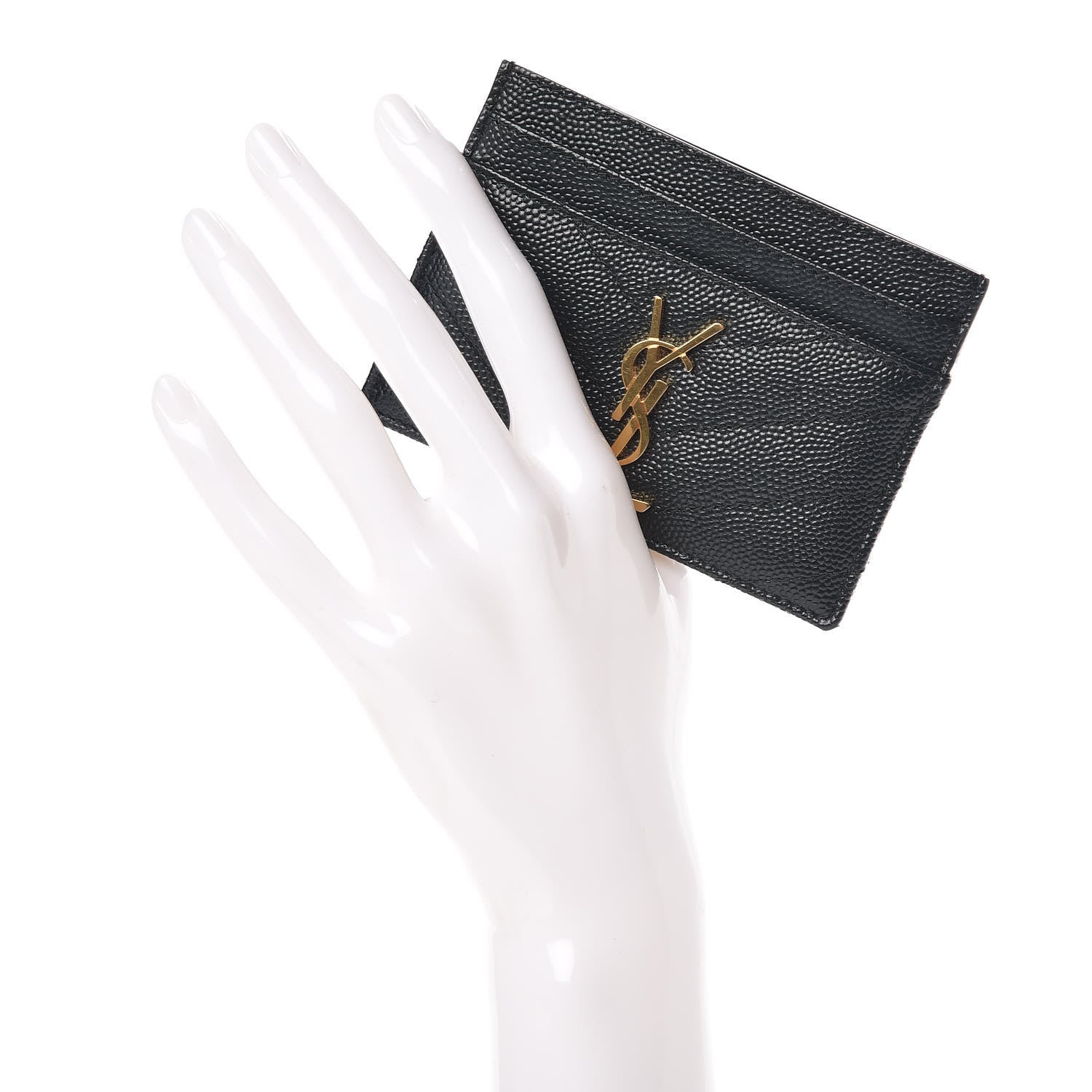 Saint Laurent Grain De Poudre Matelasse Chevron Monogram Credit Card Case Algae 2 of 7