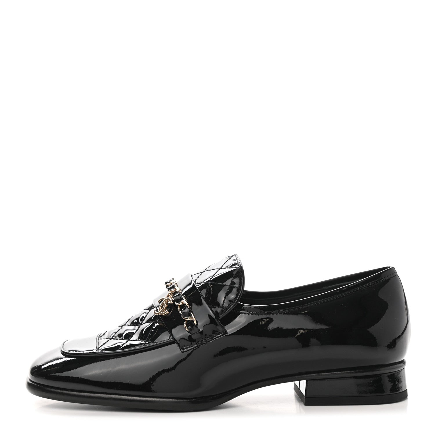 Chanel Patent Calfskin CC Chain Mocassin Loafers 36.5 Black 1 of 10