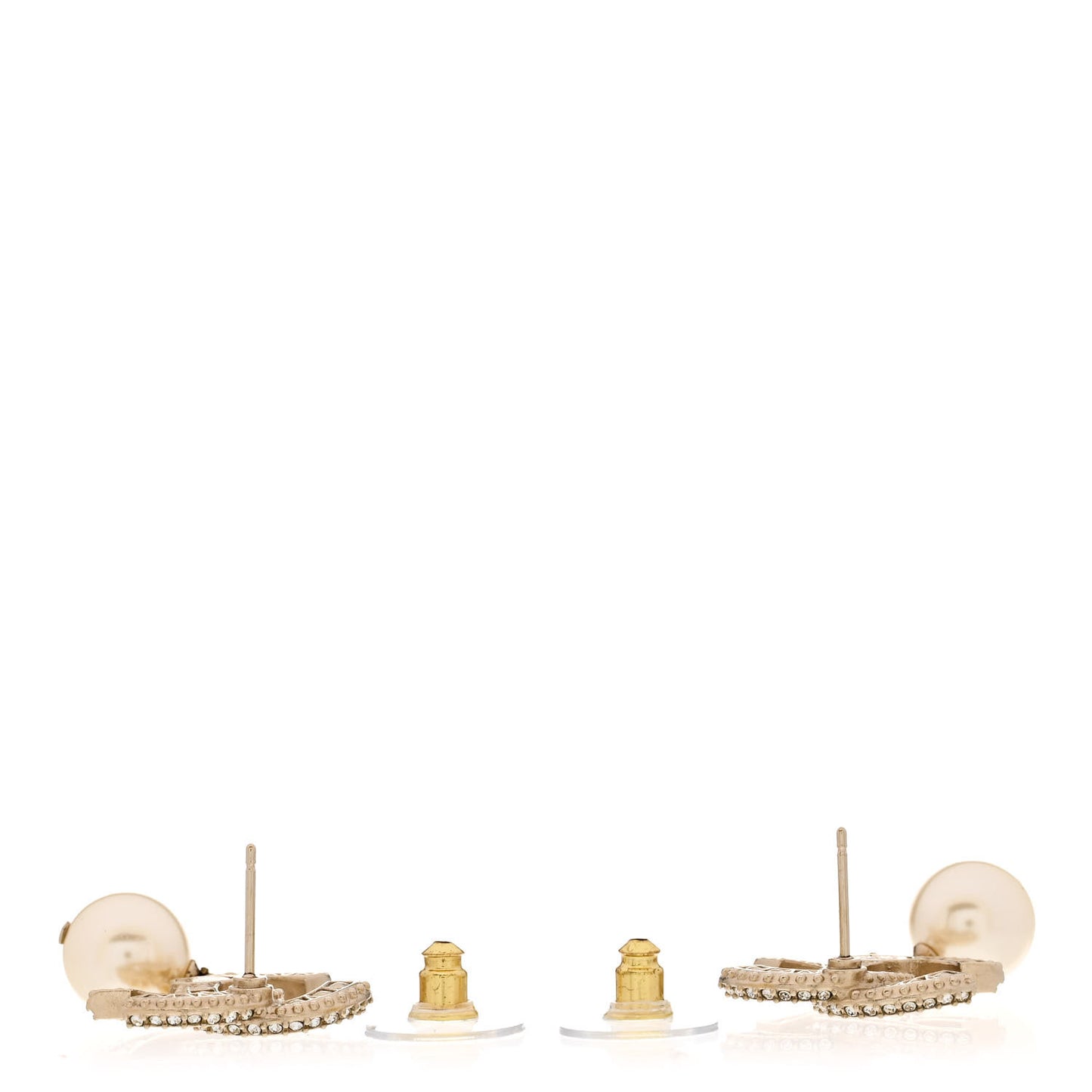 Crystal Pearl CC Drop Earrings Gold
