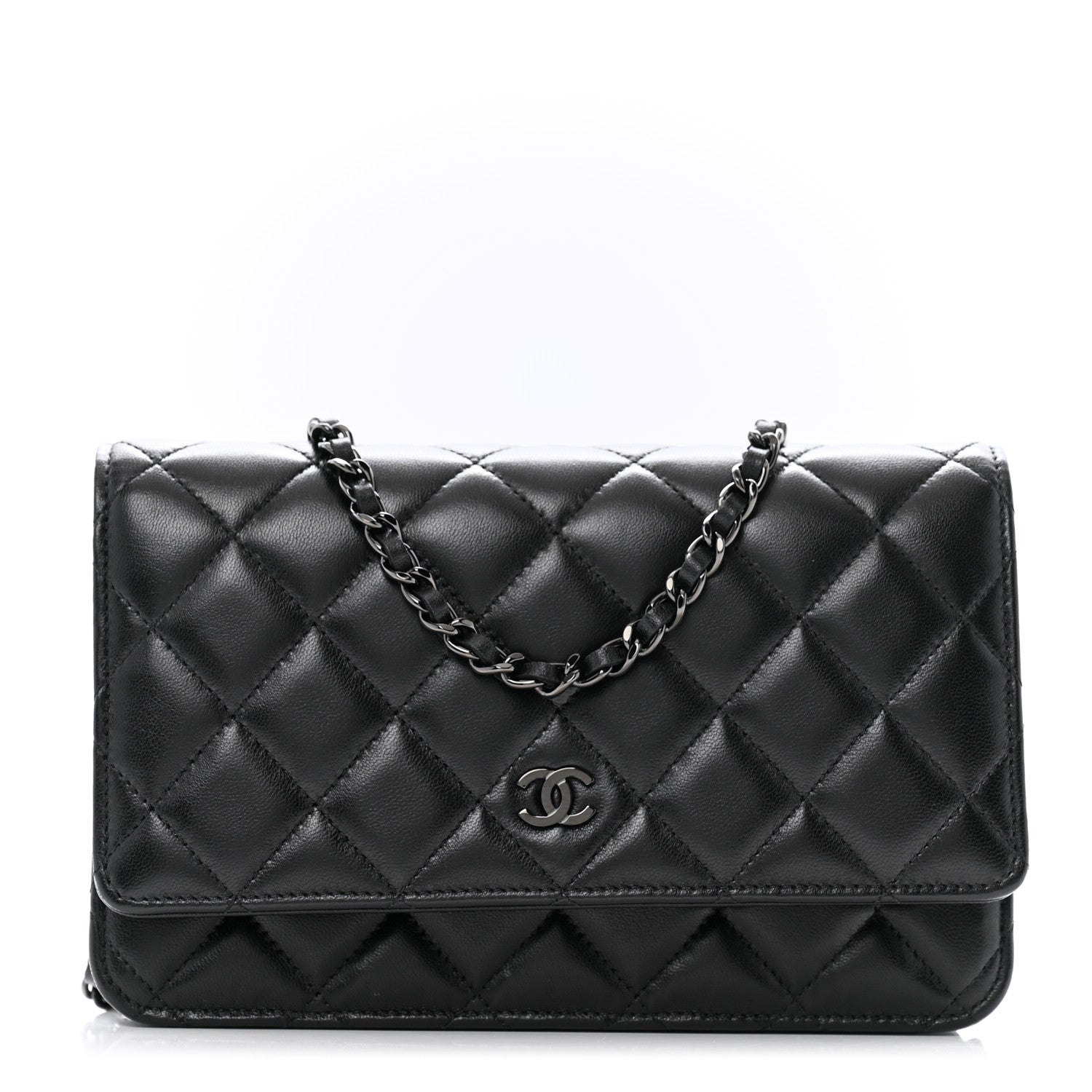 Chanel Lambskin Quilted Wallet On Chain WOC So Black 1 of 14