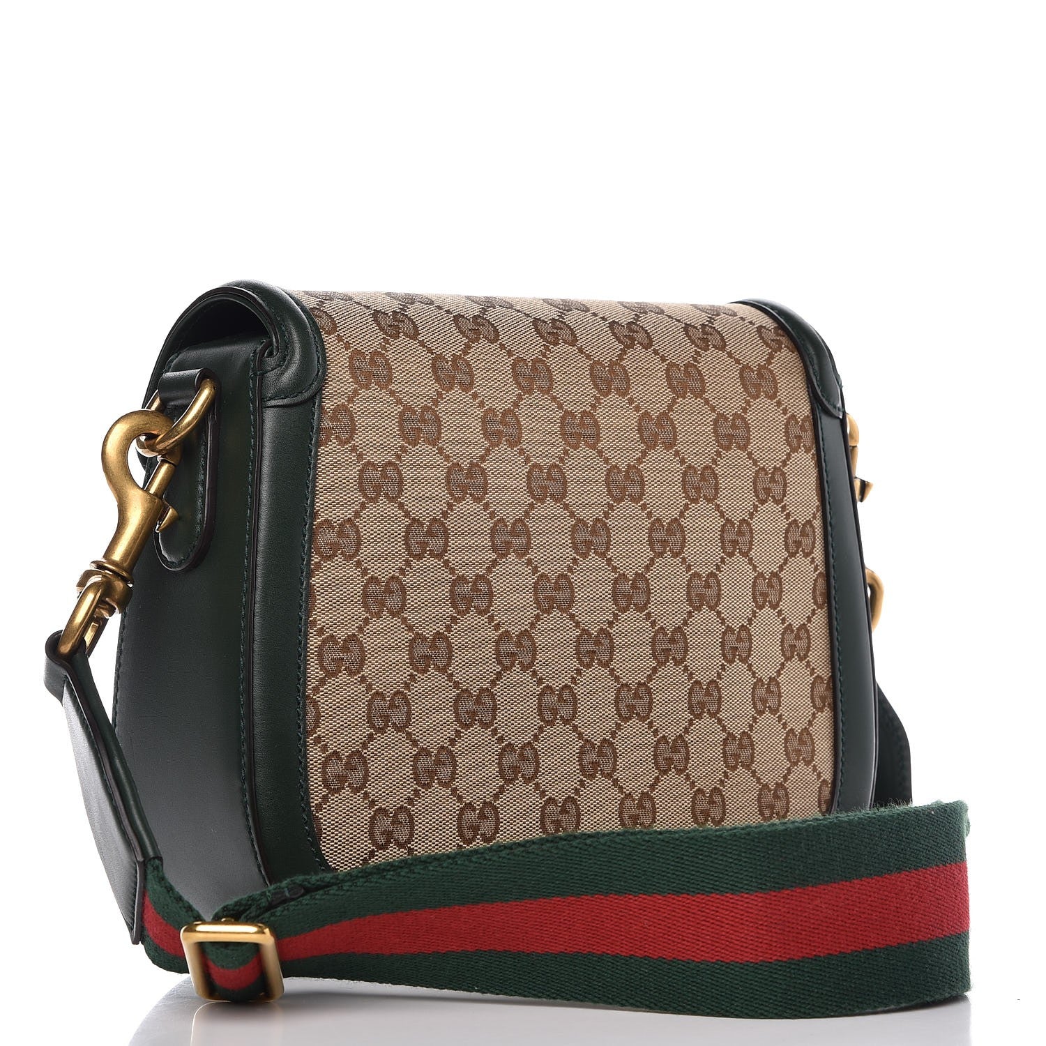 Gucci Monogram Calfskin Medium Lady Web Shoulder Bag Beige Green 3 of 8