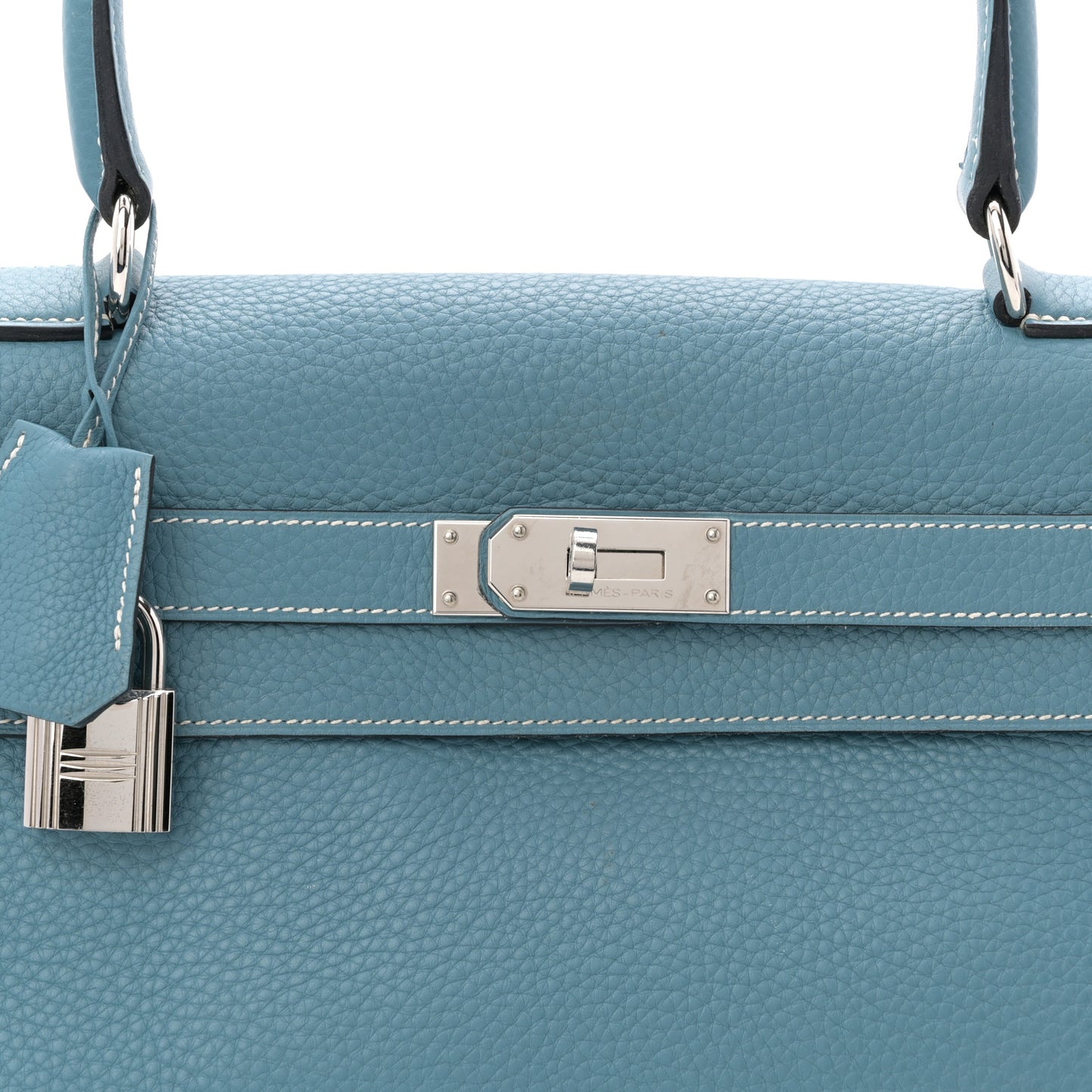 Taurillon Clemence Shoulder Kelly 42 Blue Jean
