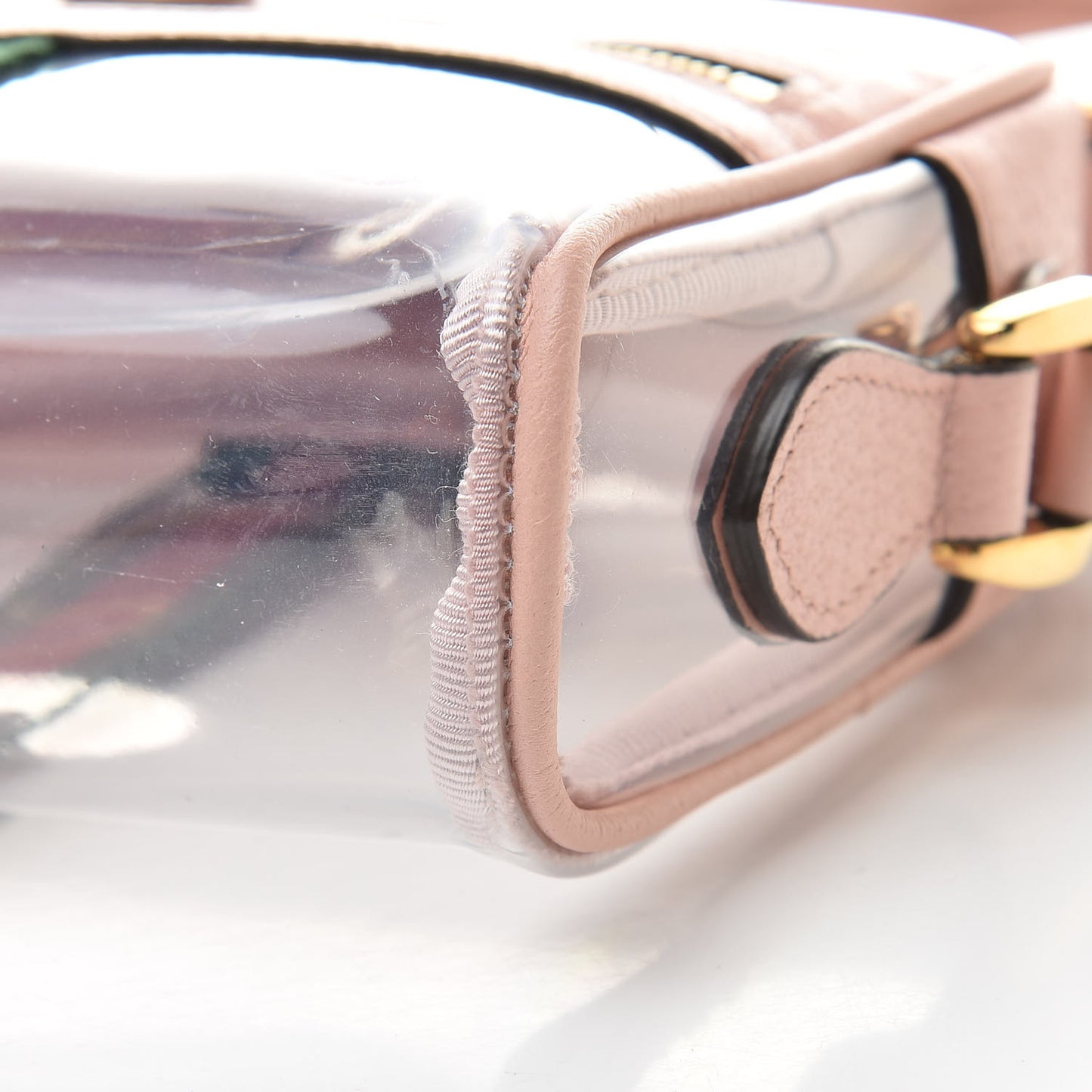 Vinyl Web Mini Ophidia Transparent Shoulder Bag Perfect Pink