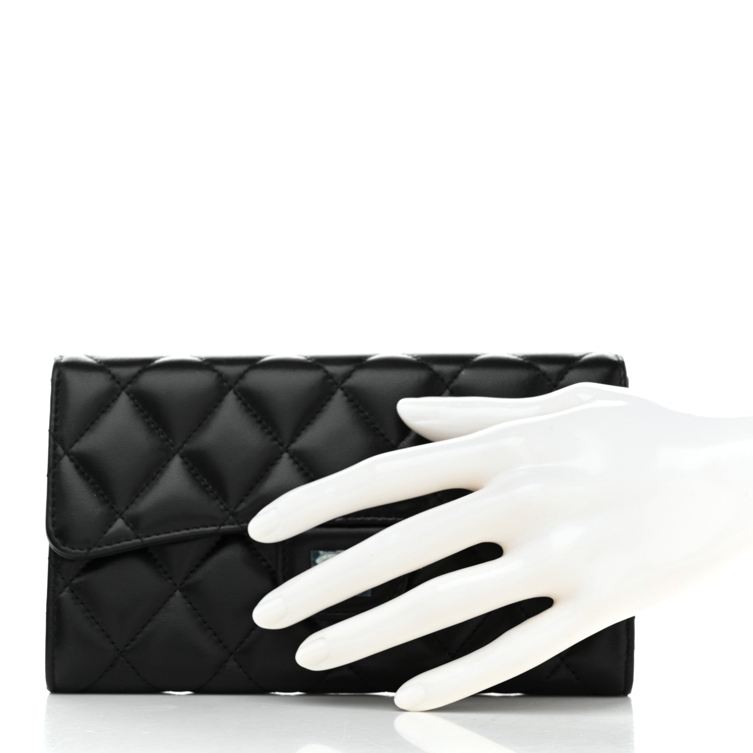 Chanel Lambskin Quilted Large Flap Wallet Black 2 of 9