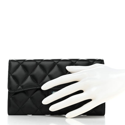 Chanel Lambskin Quilted Large Flap Wallet Black 2 of 9