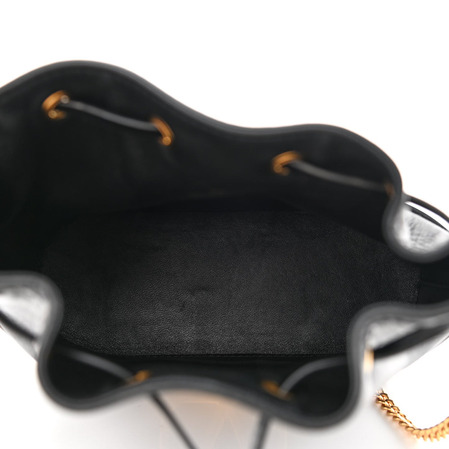 Nappa Mini VLogo Signature Chain Bucket Bag Black