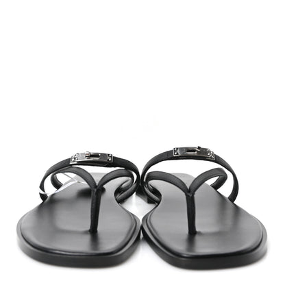 Hermes Calfskin Miss Sandals 39 Black 6 of 18