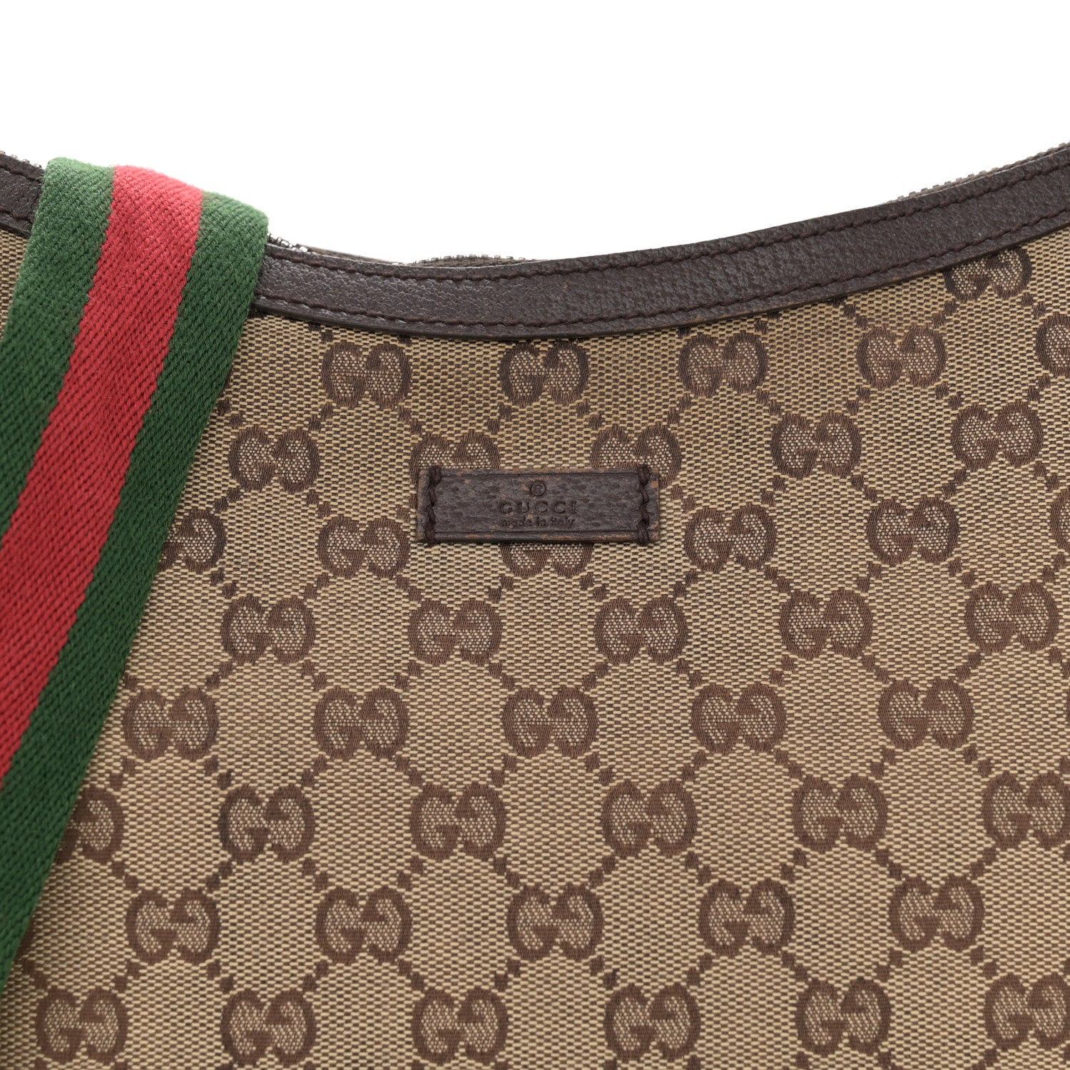 Gucci Monogram Web Medium Half Moon Hobo Dark Brown 8 of 10