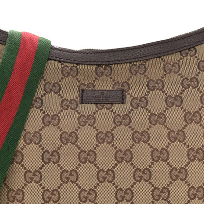 Gucci Monogram Web Medium Half Moon Hobo Dark Brown 8 of 10