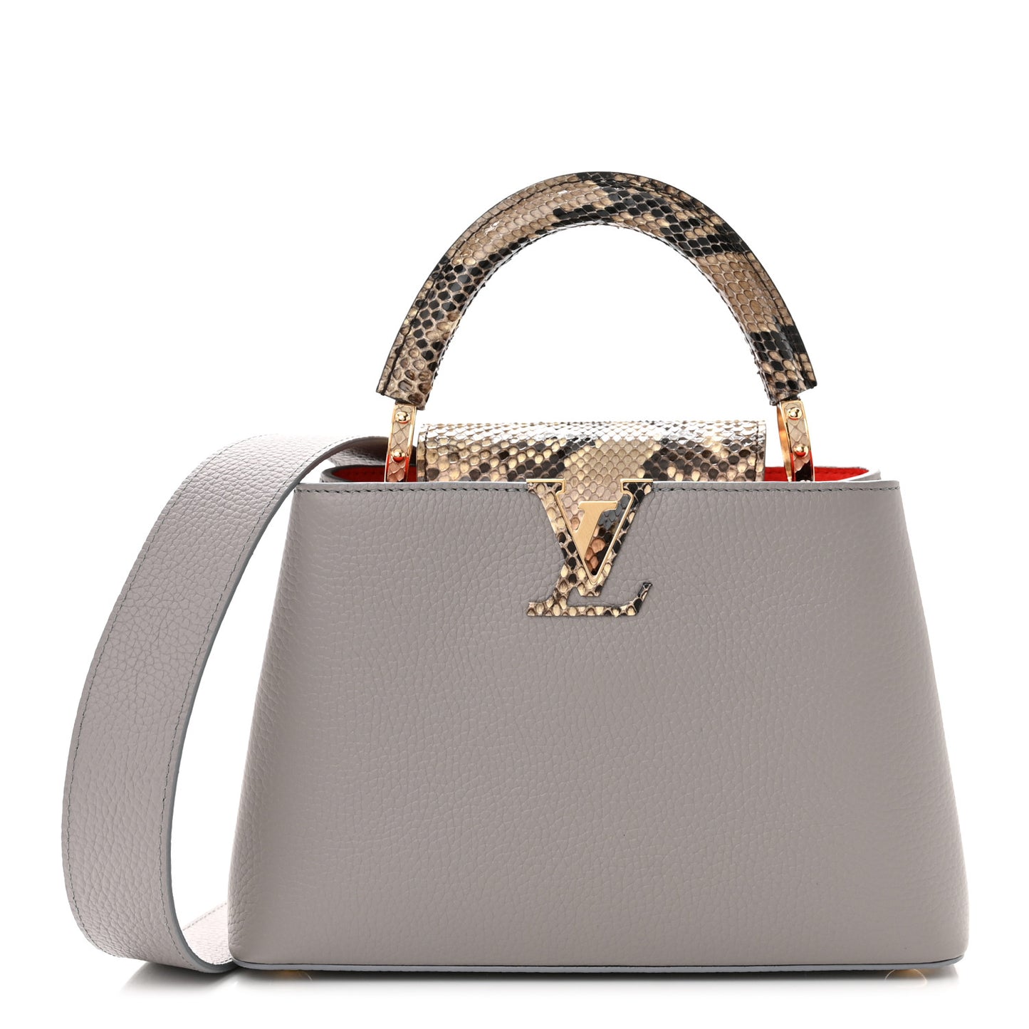 Taurillon Snakeskin Capucines BB Steeple Grey
