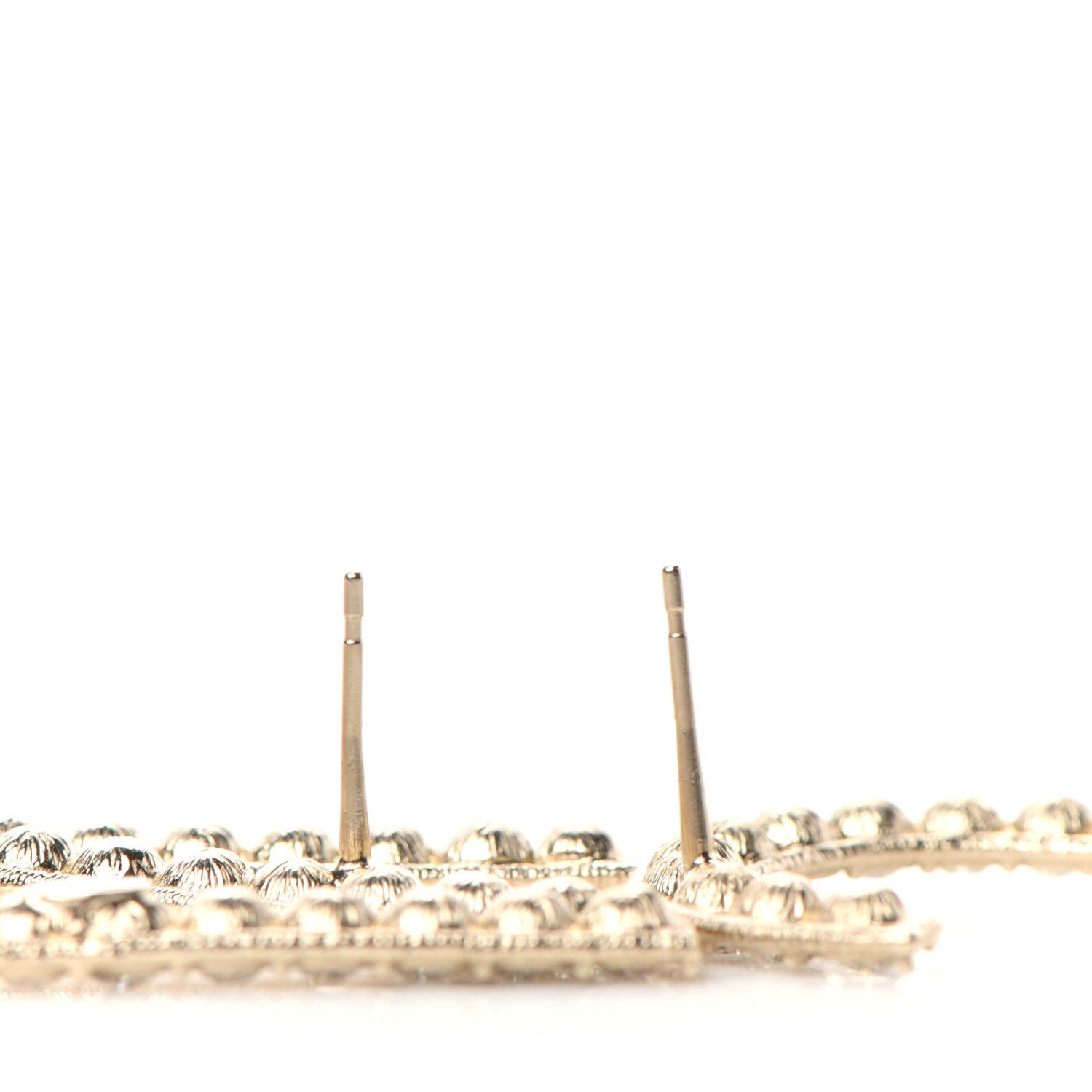 Chanel Crystal Cha-Nel Logo Drop Earrings Gold 3 of 4