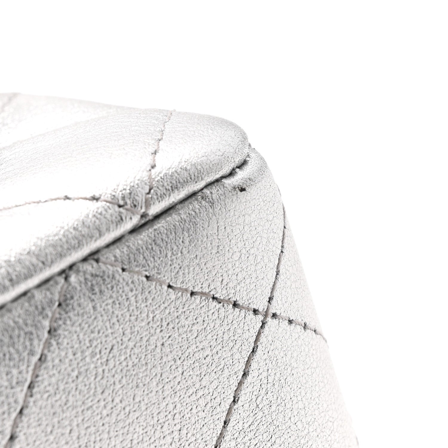Chanel Metallic Calfskin Quilted Mini Rectangular Flap Silvery 12 of 13