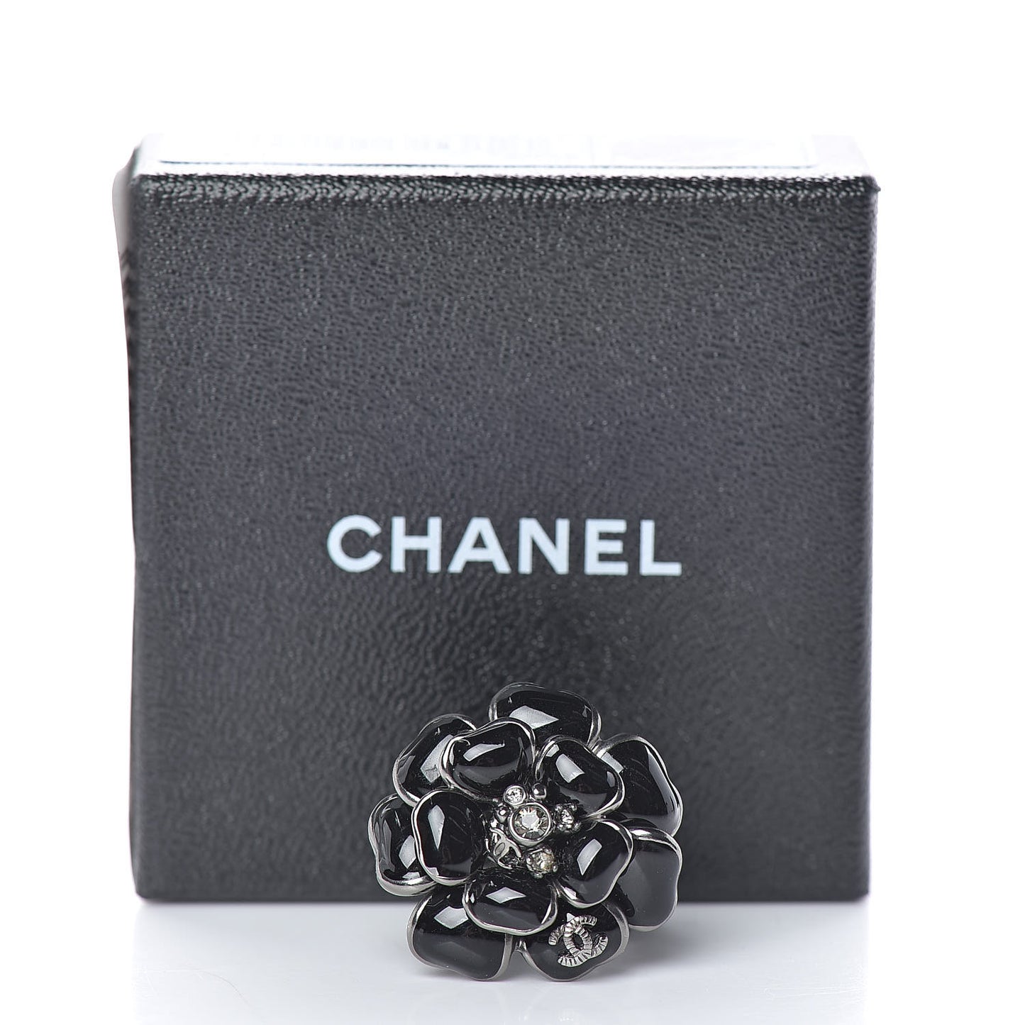 Enamel Ruthenium CC Camellia Ring 6.5 Black
