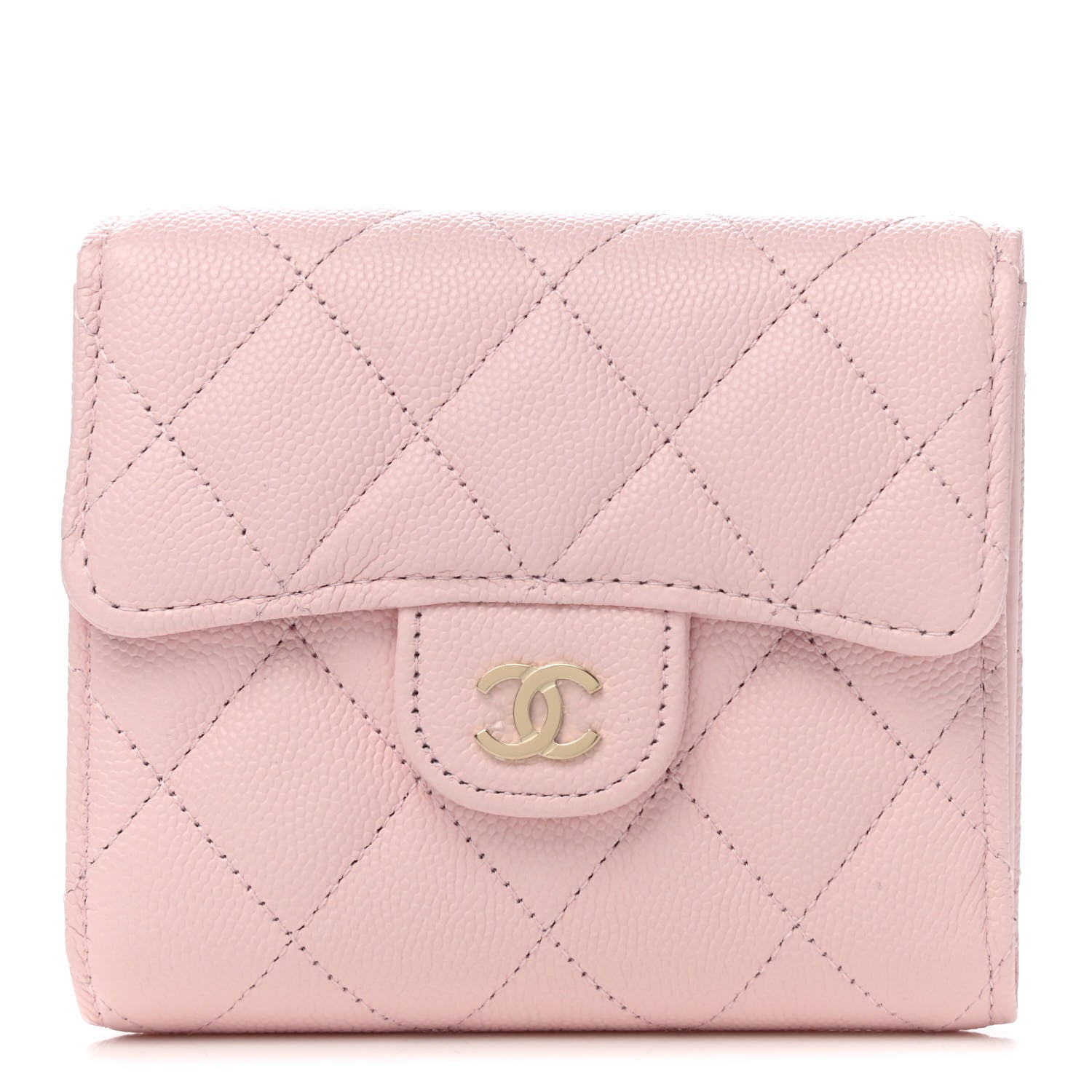 Chanel Caviar Quilted Compact Flap Wallet Light Pink 1 of 10