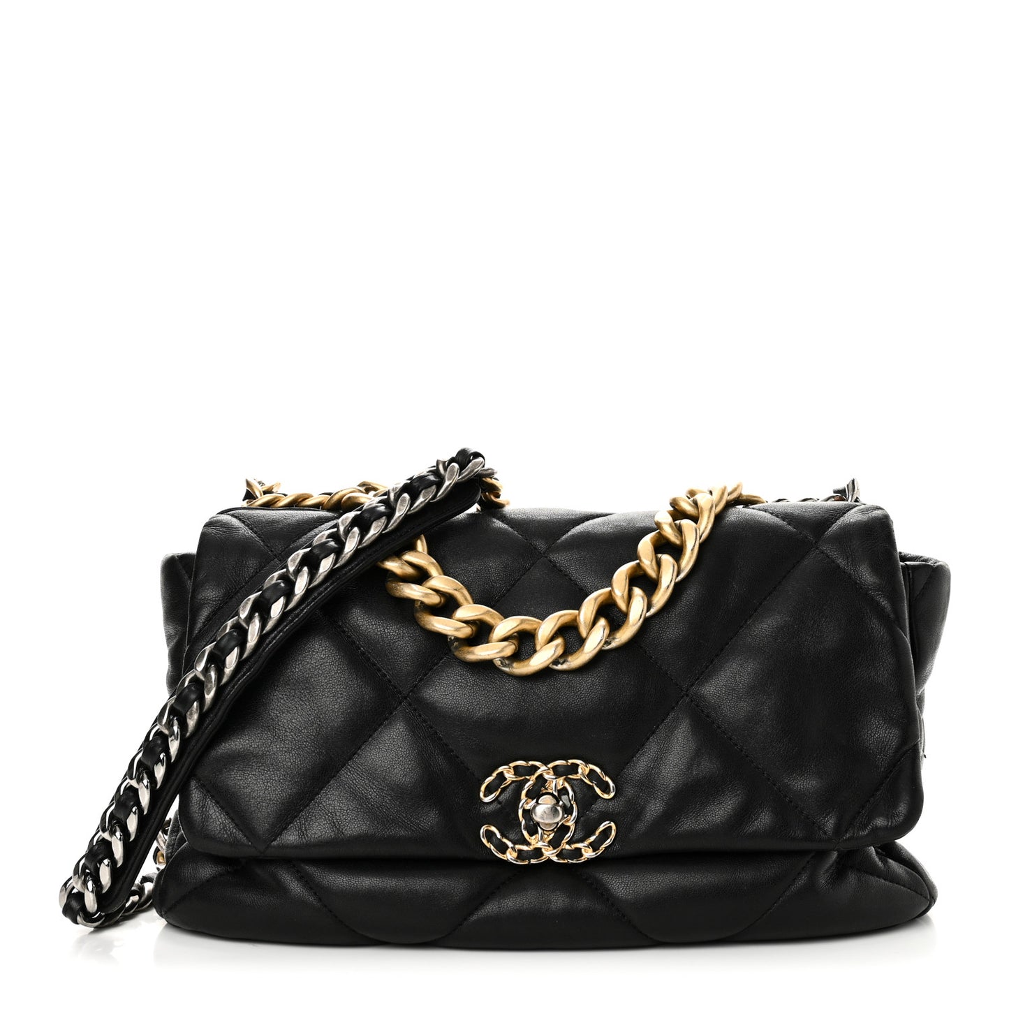 Lambskin Quilted Large Chanel 19 Flap Black